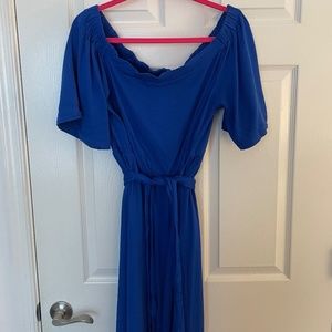 Eloquii Blue Off Shoulder Midi Dress w/ Belt Tie - Size 14/16